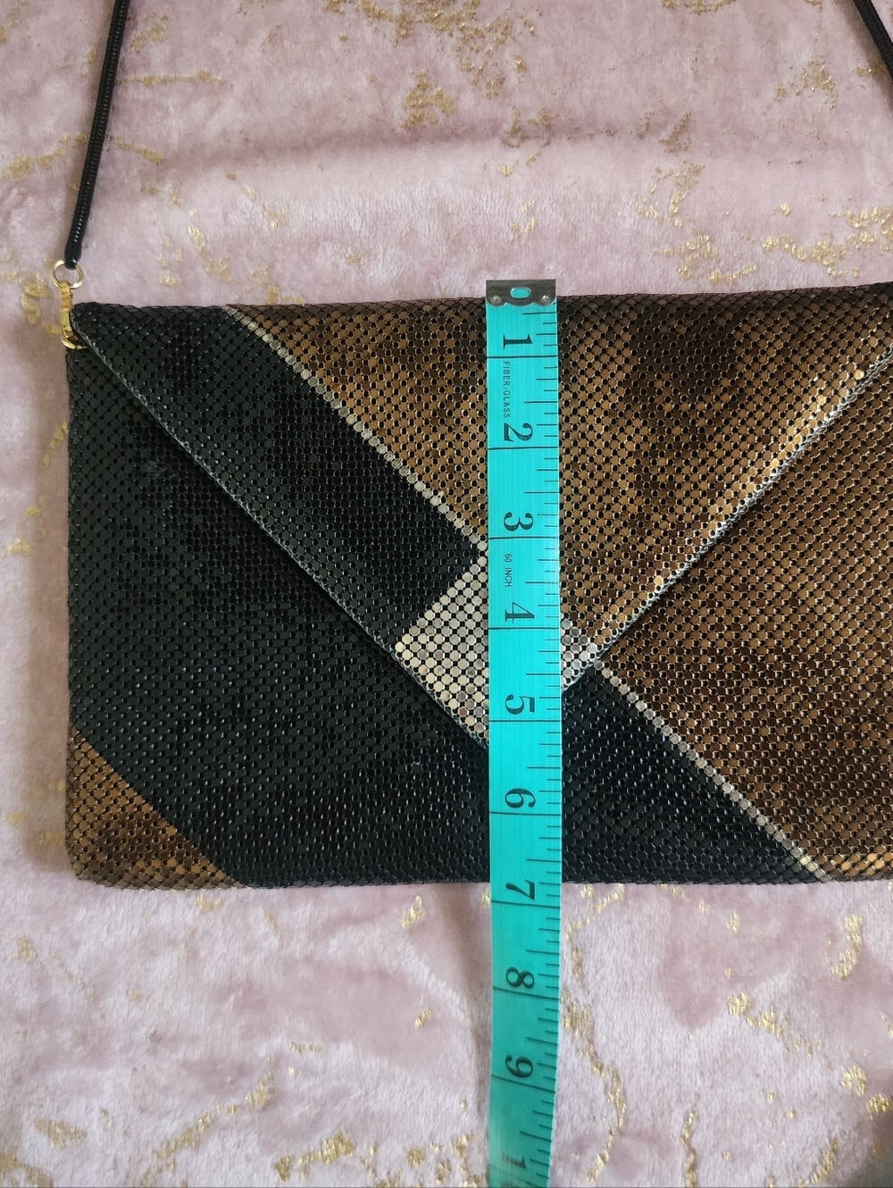 BAG | Sequin Envelope Shoulder Bag in Black and Brown - Picture 8 of 13